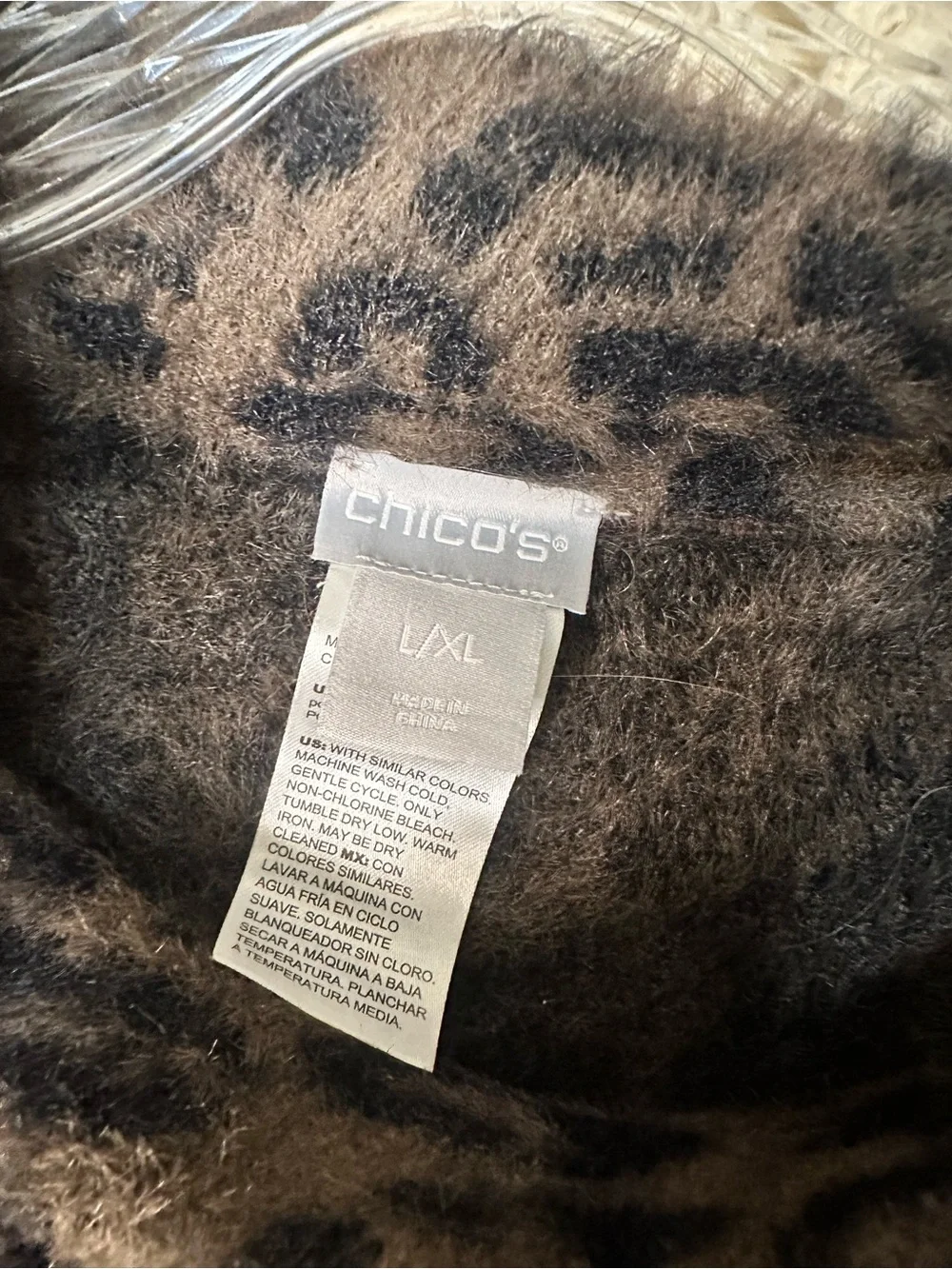 Chico's Taupe and Black Leopard-Print Poncho L/XL